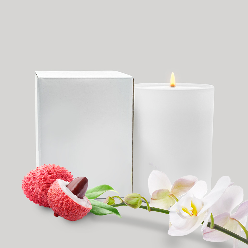 CNDLSBGJ200LYORW-200g Lychee and Orchid Soy Blend Candle in Matte White Glass Jar